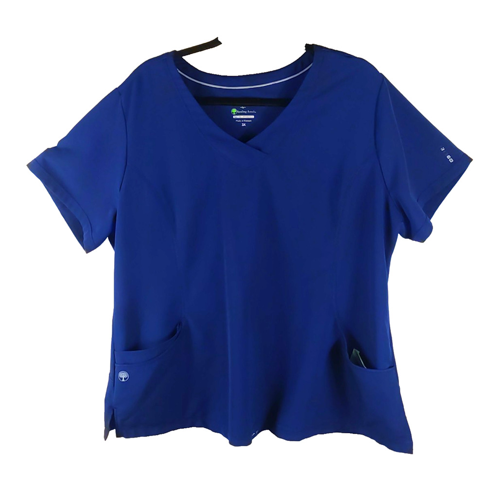 Helping Hands 360 Women's Scrub Top Size 3 X Navy Blue Medical